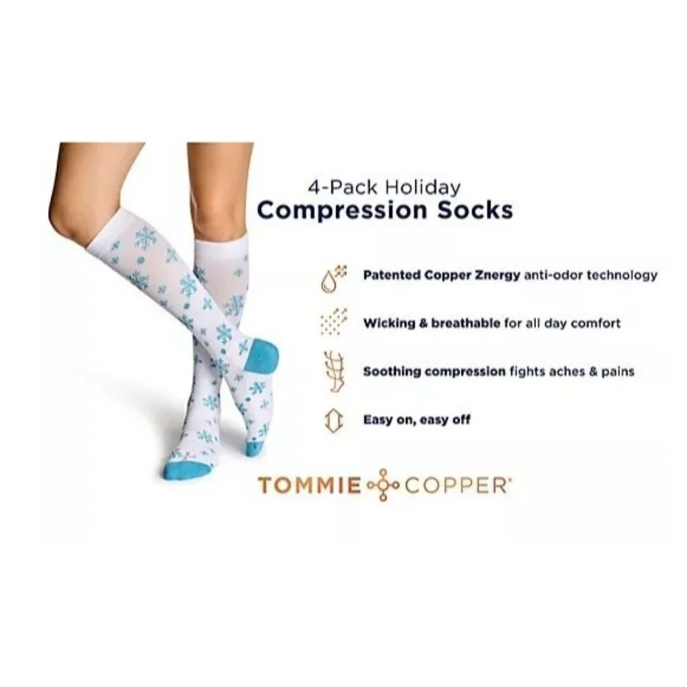 Tommie Copper 4pk Holiday OTC Compression Socks MEDIUM
